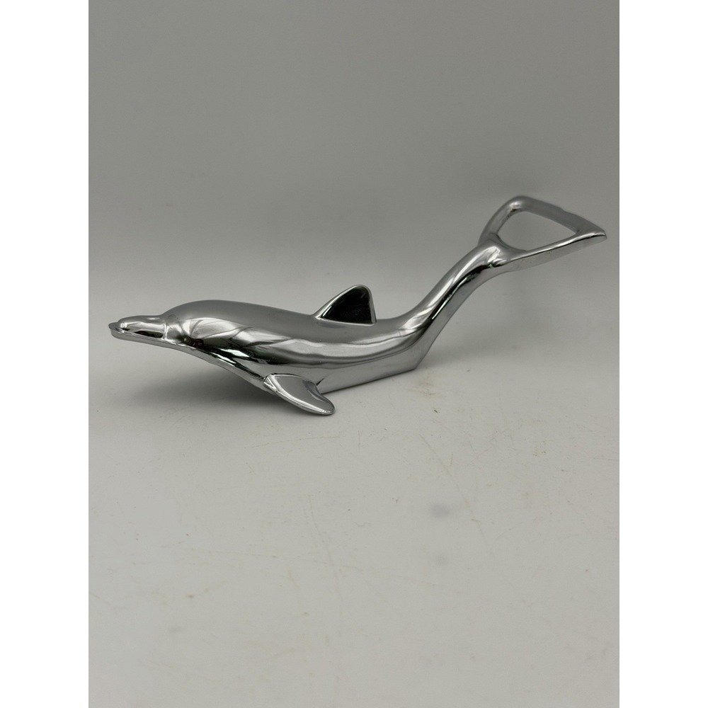 Vintage Dolphin Bottle Opener Chrome Metal Bar Tool Nautical Beach Decor